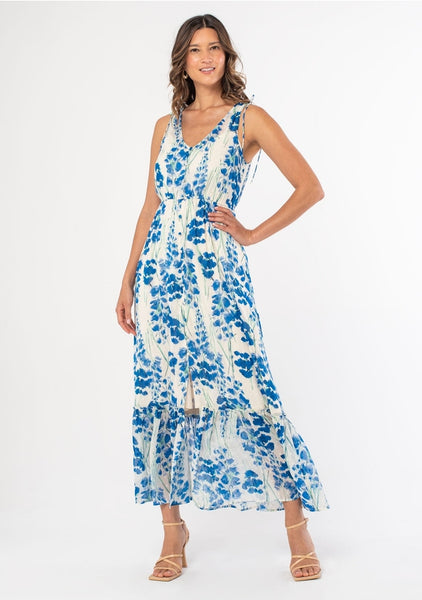 Lucy Floral Button Front V Neck Tank Maxi Dress