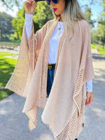 Taupe Lace Knit Soft Shawl Cardigan