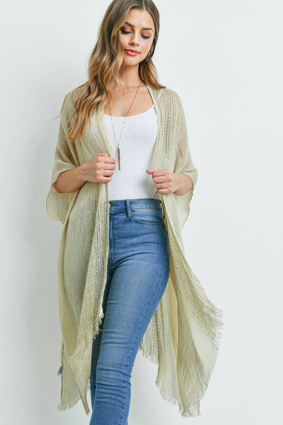 Glittered Fringed Open Cardigan