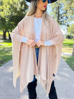 Taupe Lace Knit Soft Shawl Cardigan