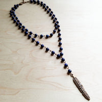 Blue Lapis Double Strand with Copper Feather