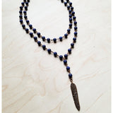 Blue Lapis Double Strand with Copper Feather