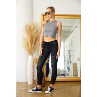 Kan Can Cammie Mid Rise Super Skinny Black Jean