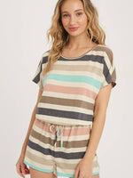 Carly Multi Color Striped Romper