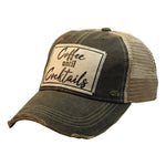 Coffee Until Cocktails Distressed Trucker Ball Cap