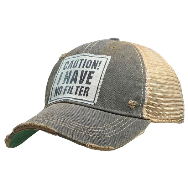 Caution! I Have No Filter Distressed Ball Cap