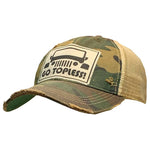 Go Topless Jeep Camo Distressed Trucker Cap