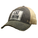 Cat Mom Distressed Trucker Ball Cap