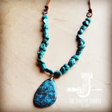 Natural Blue Turquoise Necklace with Large Natural Pendant