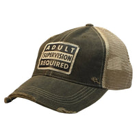 Adult Supervision Required Distressed Trucker Ball Cap